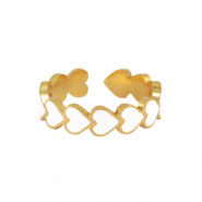 Anillos Acero Inox esmalte corazón Blanco-dorado