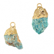 Colgantes de piedra natural Apatita Azul meridiano-dorado