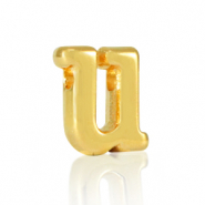 Abalorios letras met&aacute;licos DQ U Dorado (sin n&iacute;quel)