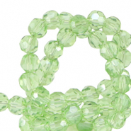 Abalorios faceteados redondos 4mm Verde cítrico-revestimiento pearl shine