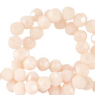 Abalorios faceteados redondos 4mm Rosa concha suave-revestimiento pearl shine