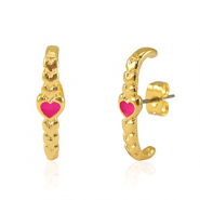 Fornituras met&aacute;licas DQ pendiente coraz&oacute;n Dorado-rosa fucsia n&eacute;on (sin n&iacute;quel)