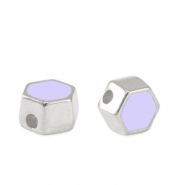 Abalorios met&aacute;licos DQ hex&aacute;gono Plata vieja-p&uacute;rpura lavanda (sin n&iacute;quel)