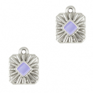 Colgantes met&aacute;licos DQ cuadrado Plata vieja-p&uacute;rpura lavanda (sin n&iacute;quel)