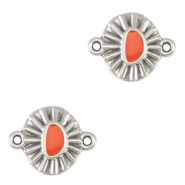 Colgantes met&aacute;licos DQ entrepieza Plata vieja-rojo coral (sin n&iacute;quel)
