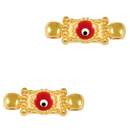Colgantes met&aacute;licos DQ entrepieza ojo turco/nazar Dorado-rojo (sin n&iacute;quel)