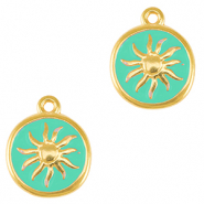 Colgantes met&aacute;licos DQ sol Dorado-azul veraman (sin n&iacute;quel)
