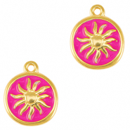 Colgantes met&aacute;licos DQ sol Dorado-rosa fucsia n&eacute;on (sin n&iacute;quel)
