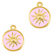 Colgantes met&aacute;licos DQ sol Dorado-lila rosa (sin n&iacute;quel)