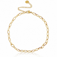 Pulseras tobillera Acero Inox eslab&oacute;n ovalada Dorado