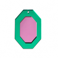 Colgantes llamativos octógono Verde metálico-rosa