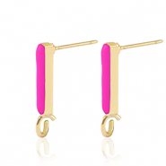 Fornituras met&aacute;licas DQ pendiente barra Dorado-rosa fucsia n&eacute;on (sin n&iacute;quel)