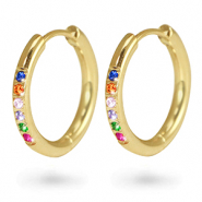 Pendientes Acero Inox criolla zircón 21mm Dorado