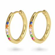 Pendientes Acero Inox criolla zircón 19mm Dorado