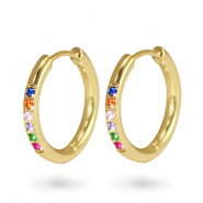 Pendientes Acero Inox criolla zircón 17mm Dorado