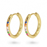 Pendientes Acero Inox criolla zircón 15mm Dorado