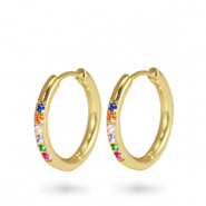 Pendientes Acero Inox criolla zircón 11mm Dorado