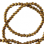 Abalorios faceteados redondos 2mm Dorado viejo metálico-revestimiento pearl shine
