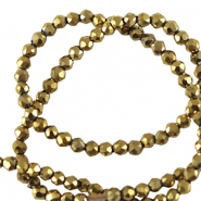 Abalorios faceteados redondos 2mm Dorado metálico-revestimiento pearl shine