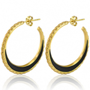 Pendientes Acero Inox criolla 30mm Dorado-negro