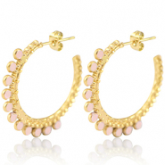 Pendientes Acero Inox criolla 30mm Dorado-rosa vintage