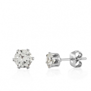 Pendientes Acero Inox zircón Plateado