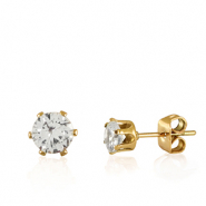 Pendientes Acero Inox zircón Dorado