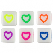 Abalorios letras acr&iacute;licas corazones Blanco