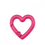 Fornituras de color anilla llavero coraz&oacute;n Rosa ne&oacute;n