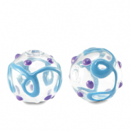 Abalorios de cristal pintado a mano Transparente-azul púrpura