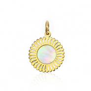 Colgantes Acero Inox concha 12mm Dorado-blanco (color natural)