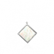 Colgantes Acero Inox concha rombo Plateado-blanco (color natural)