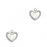 Colgantes Acero Inox concha coraz&oacute;n Plateado-blanco (color natural)