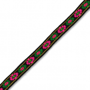 Cinta con flores Negro-verde-rosa