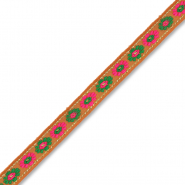 Cinta con flores Marr&oacute;n-verde-rosa