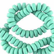 Abalorios de pol&iacute;meros rondeles 7mm Verde turquesa