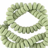Abalorios de pol&iacute;meros rondeles 7mm Verde ceniza