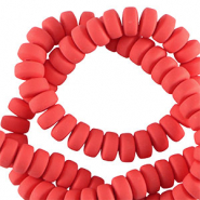 Abalorios de pol&iacute;meros rondeles 7mm Rojo