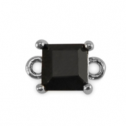 Entrepieza de cristal cuadrado Negro jet-plateado