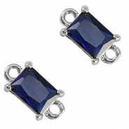 Entrepieza de cristal rectángulo Azul royal-plateado
