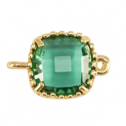Entrepieza de cristal cuadrado Verde esmeralda-dorado