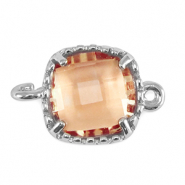 Entrepieza de cristal cuadrado Rosa melocotón-plateado