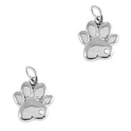 Colgantes Acero Inox huella de perro Plateado