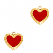 Colgantes Acero Inox corazón Dorado-rojo