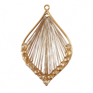 Colgantes tejidos con hilo macramé y abalorios faceteados gota Dorado-champagne metálico