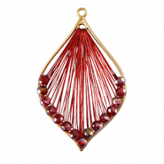 Colgantes tejidos con hilo macramé y abalorios faceteados gota Dorado-rojo metálico