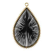 Colgantes tejidos con hilo macramé gota Dorado-negro