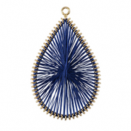 Colgantes tejidos con hilo macramé gota Azul oscuro