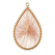 Colgantes tejidos con hilo macramé gota Dorado-rosa