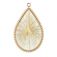 Colgantes tejidos con hilo macramé gota Dorado-blancuzco